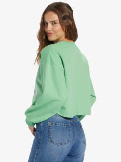 Roxy Morning Hike Crop A Crew Neck Sweatshirt -Shoreline Mood arjft04157 roxyw ghy0 bck1