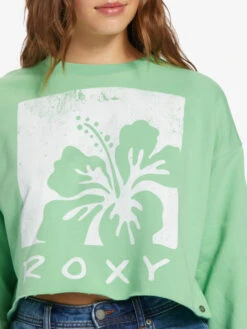 Roxy Morning Hike Crop A Crew Neck Sweatshirt -Shoreline Mood arjft04157 roxyw ghy0 frt3