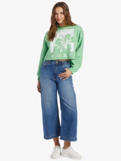 Roxy Morning Hike Crop A Crew Neck Sweatshirt -Shoreline Mood arjft04157 roxyw ghy0 frt9