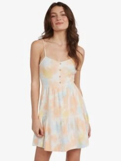 Roxy Beach Hangs Tie Dye Strappy Dress -Shoreline Mood arjkd03242 roxyw wbkw frt1