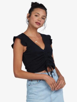 Roxy Flirty Vibe V-Neck Top 9 Roxy Flirty Vibe V-Neck Top -Shoreline Mood arjkt03312 roxyw kvj0 sd1