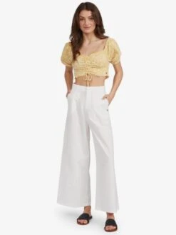 Roxy Flirty Walk Cropped Puff Sleeve Top -Shoreline Mood arjkt03346 roxyw yhv7 frt9