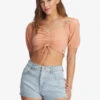 Roxy Flirty Walk Ruched Crop Top
