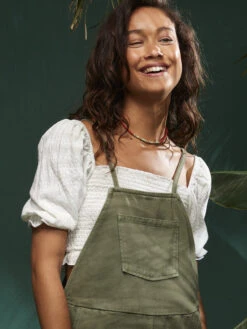 Roxy Sunset Walks Puff Sleeve Crop Top -Shoreline Mood arjkt03405 roxym wbk0 bck2