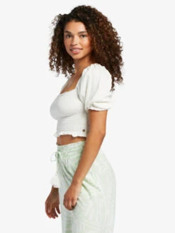 Roxy Sunset Walks Puff Sleeve Crop Top -Shoreline Mood arjkt03405 roxyw wbk0 frt2