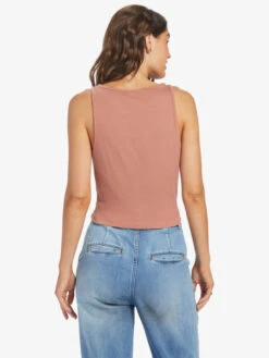 Roxy Never Ending Vacay High Knit Tank -Shoreline Mood arjkt03408 roxyw mms0 bck1