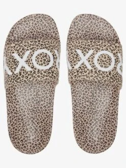 Roxy Slippy Printed Slide Sandals 6 Roxy Slippy Printed Slide Sandals -Shoreline Mood arjl101011 roxyp che frt4