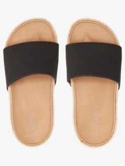 Roxy Slippy Espadrille Sandals -Shoreline Mood arjl101053 roxyp blk frt4