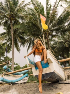 Roxy Oceanside Elastic Waist Shorts -Shoreline Mood arjns03007 roxyl wbb0 frt3