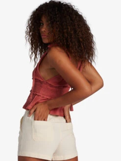 Roxy Oceanside High Waisted Short Non-Denim Shorts -Shoreline Mood arjns03146 roxyw teh0 bck1