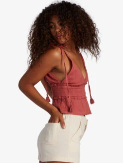 Roxy Oceanside High Waisted Short Non-Denim Shorts -Shoreline Mood arjns03146 roxyw teh0 sd1