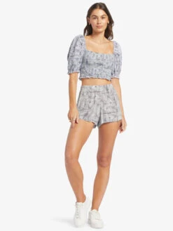 Roxy Easy Does It High Waist Shorts -Shoreline Mood arjns03233 roxyw bsp6 frt9