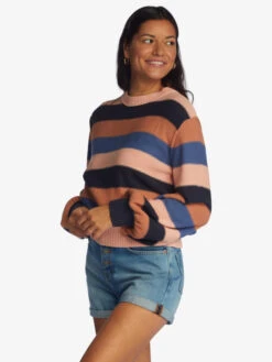 Roxy Loft Music Stripe Pullover Sweatshirt -Shoreline Mood arjsw03296 roxyw bsp0 frt2