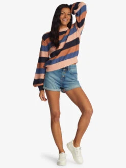 Roxy Loft Music Stripe Pullover Sweatshirt -Shoreline Mood arjsw03296 roxyw bsp0 frt9