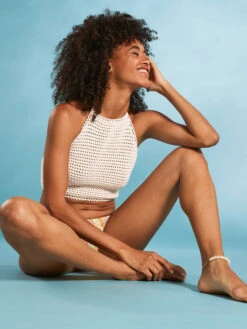 Roxy Daydreamer Cropped Knit Halter Top -Shoreline Mood arjsw03301 roxym wbs0 frt1