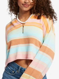 Roxy Sunbaked Shores Cropped Hooded Sweater -Shoreline Mood arjsw03303 roxyw med4 frt4