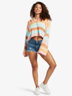 Roxy Sunbaked Shores Cropped Hooded Sweater -Shoreline Mood arjsw03303 roxyw med4 frt9