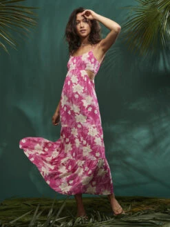 Roxy Hot Tropics Maxi Dress -Shoreline Mood arjwd03514 roxym mjy6 bck9