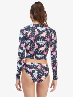 Roxy Active Cropped Long Sleeve UPF 50 Rashguard -Shoreline Mood arjwr03170 roxyw kvj6 bck1