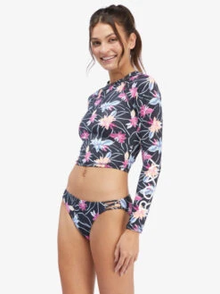 Roxy Active Cropped Long Sleeve UPF 50 Rashguard -Shoreline Mood arjwr03170 roxyw kvj6 sd1
