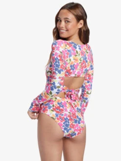 Roxy Bloomin Babe Long Sleeve One-Piece Swimsuit -Shoreline Mood arjwr03216 roxyw mjy5 bck1
