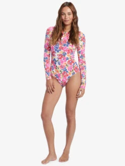 Roxy Bloomin Babe Long Sleeve One-Piece Swimsuit -Shoreline Mood arjwr03216 roxyw mjy5 frt9