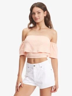 Roxy Seaside Heaven Off The Shoulder Crop Top -Shoreline Mood arjwt03284 roxyw meg0 sd1