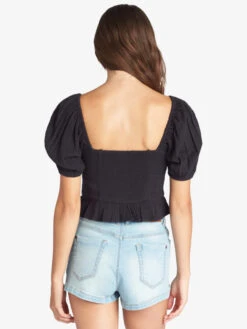 Roxy Life Mirage Woven Puff Sleeve Top -Shoreline Mood arjwt03292 roxyw kvj0 bck1