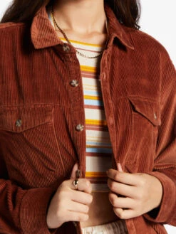 Roxy Let It Go Long Sleeve Corduroy Shirt -Shoreline Mood arjwt03295 roxyw cns0 frt3