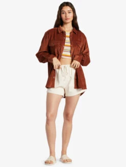 Roxy Let It Go Long Sleeve Corduroy Shirt -Shoreline Mood arjwt03295 roxyw cns0 frt9