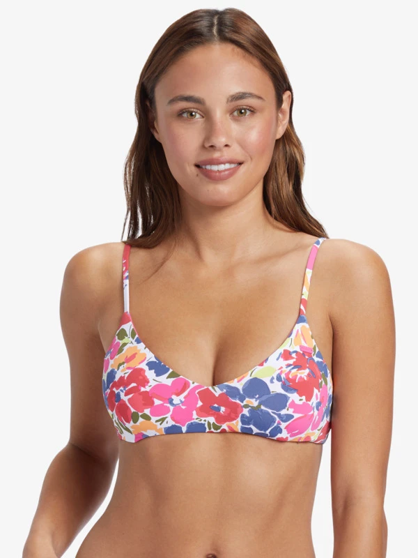 Roxy Printed Beach Classics Athletic Triangle Bikini Top 1 Roxy Printed Beach Classics Athletic Triangle Bikini Top