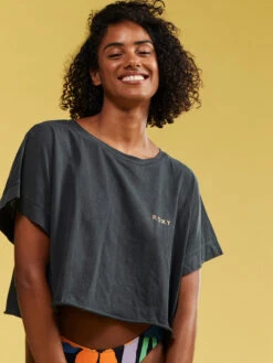 Roxy Twin Palms Drop Shoulder T-shirt -Shoreline Mood arjzt07514 roxym kvj0 frt1