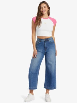 Retro Roxy Cropped Raglan Sleeve Baby T-shirt -Shoreline Mood arjzt07582 roxyw mjy0 frt9