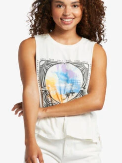 Roxy Throwback Sleeveless T-Shirt -Shoreline Mood arjzt07647 roxyw wbk0 frt3