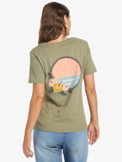 Roxy Tropical Oasis V-Neck T-Shirt -Shoreline Mood arjzt07658 roxyw tpc0 bck1