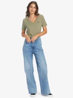 Roxy Tropical Oasis V-Neck T-Shirt -Shoreline Mood arjzt07658 roxyw tpc0 frt9