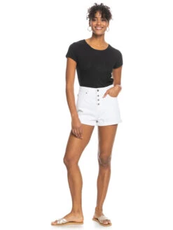 Roxy Authentic Summer White High Denim Shorts -Shoreline Mood erjds03285 roxyw wbww frt9
