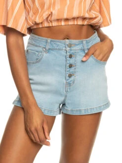Roxy Holiday Stuff High Waist Denim Shorts 13 Roxy Holiday Stuff High Waist Denim Shorts -Shoreline Mood erjds03289 roxyw bfn0 frt1