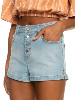 Roxy Holiday Stuff High Waist Denim Shorts 15 Roxy Holiday Stuff High Waist Denim Shorts -Shoreline Mood erjds03289 roxyw bfn0 frt3