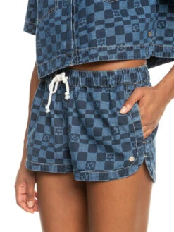 Roxy New Impossible Printed Denim Shorts -Shoreline Mood erjds03300 roxyw xbbb frt3
