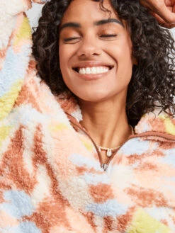 Roxy Bonfire On The Beach Half-Zip Pullover Fleece -Shoreline Mood erjft04638 roxym cpq6 bck2