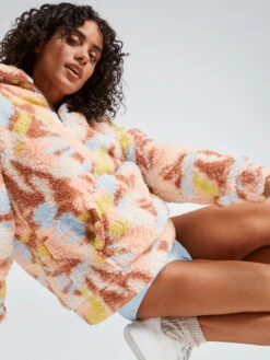 Roxy Bonfire On The Beach Half-Zip Pullover Fleece -Shoreline Mood erjft04638 roxym cpq6 frt1