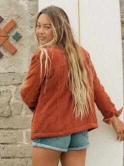 Roxy On The Block Corduroy Trucker Jacket -Shoreline Mood erjjk03509 roxyl cns0 bck1