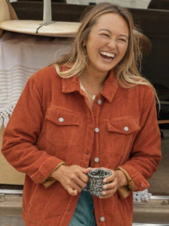 Roxy On The Block Corduroy Trucker Jacket -Shoreline Mood erjjk03509 roxyl cns0 frt3