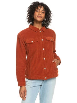 Roxy On The Block Corduroy Trucker Jacket -Shoreline Mood erjjk03509 roxyw cns0 frt1
