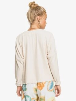 Roxy Cozy Day Long Sleeve Rib Knit Top -Shoreline Mood erjkt03795 roxyw teh0 bck1
