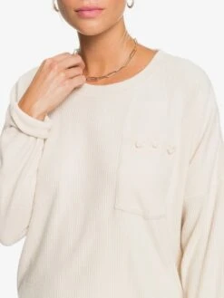 Roxy Cozy Day Long Sleeve Rib Knit Top -Shoreline Mood erjkt03795 roxyw teh0 frt3