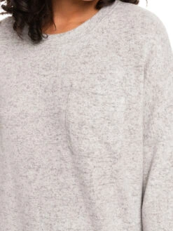 Roxy Casual Vibe Long Sleeve Pocket T-Shirt -Shoreline Mood erjkt03948 roxyw sgrh frt3