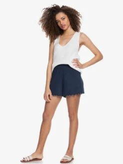 Roxy Cozy Day Rib Knit Lounge Shorts -Shoreline Mood erjns03342 roxyw bsp0 frt9