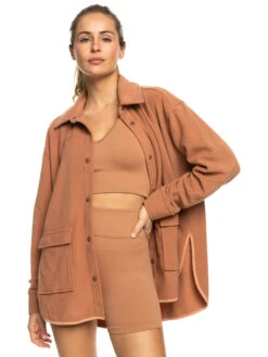 Roxy Tech Fleece Overshirt 16 Roxy Tech Fleece Overshirt -Shoreline Mood erjpf03129 roxyw clr0 frt1